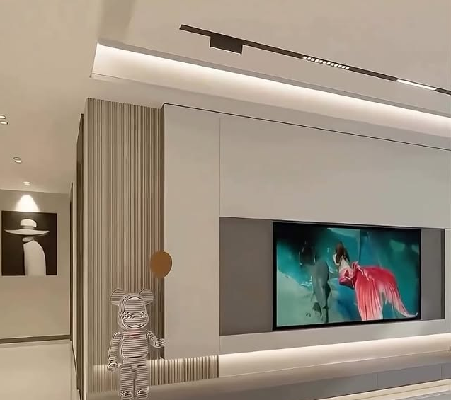 Modern fitilli panelli TV ünitesi